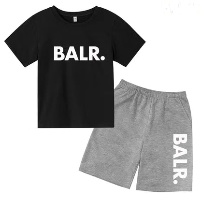 Kids T-shirt Summer Sunshine Brand Monogram Print Short Sleeve+Shorts 2P Boys Girls Toddler 3-12years Leisure Sports Jogging Set
