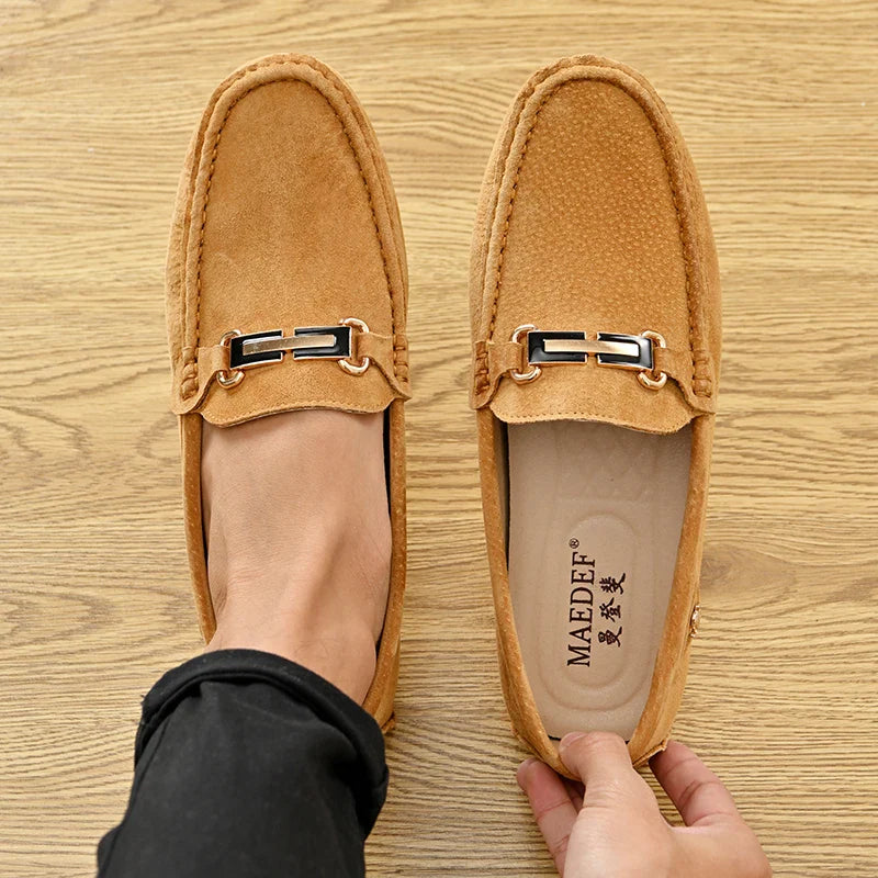 Men Fashion Luxury Leisure Leather Loafers Shoes Slip on Soft Comfortable Non-slip Driving for Men