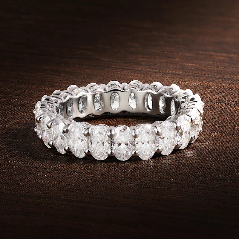 D VVS1 3*5mm Oval Moissanite Rings for Women Men Engagement Wedding Eternity Bands with GRA s925 Sliver Plated 18k Ring