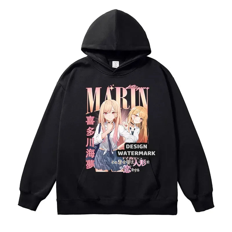 Anime My Dress Up Darling Hoodies Vintage Washed Kitagawa Marin Hooded Sweatshirts Oversized Streetwear Manga Cosplay Hoodie Men
