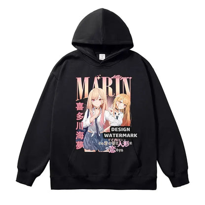 Anime My Dress Up Darling Hoodies Vintage Washed Kitagawa Marin Hooded Sweatshirts Oversized Streetwear Manga Cosplay Hoodie Men