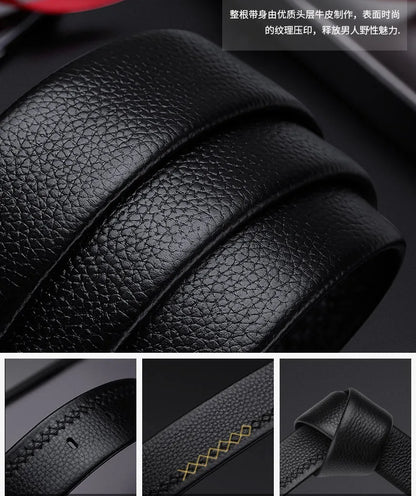 Men's leather casual belt, fashionable needle buckle business belt, personalized denim belt