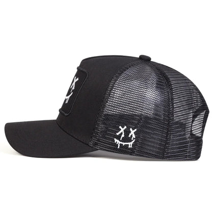 Unisex XX Smiling Face Embroidery Baseball Net Caps Spring and Summer Outdoor Adjustable Casual Hats Sunscreen Hat