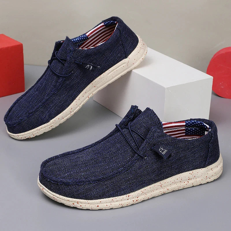 Men Casual Canvas Shoes Mens Loafers Breathable Slip on Flats Male Vulcanized Shoes Driving Shoes Plus Size 47 Walking Sneakers