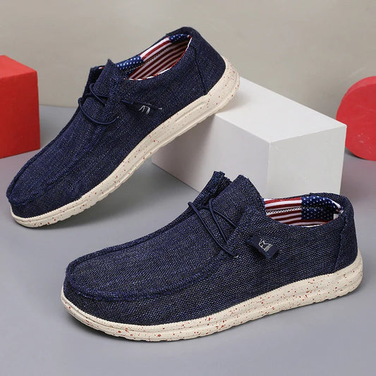 Men Casual Canvas Shoes Mens Loafers Breathable Slip on Flats Male Vulcanized Shoes Driving Shoes Plus Size 47 Walking Sneakers