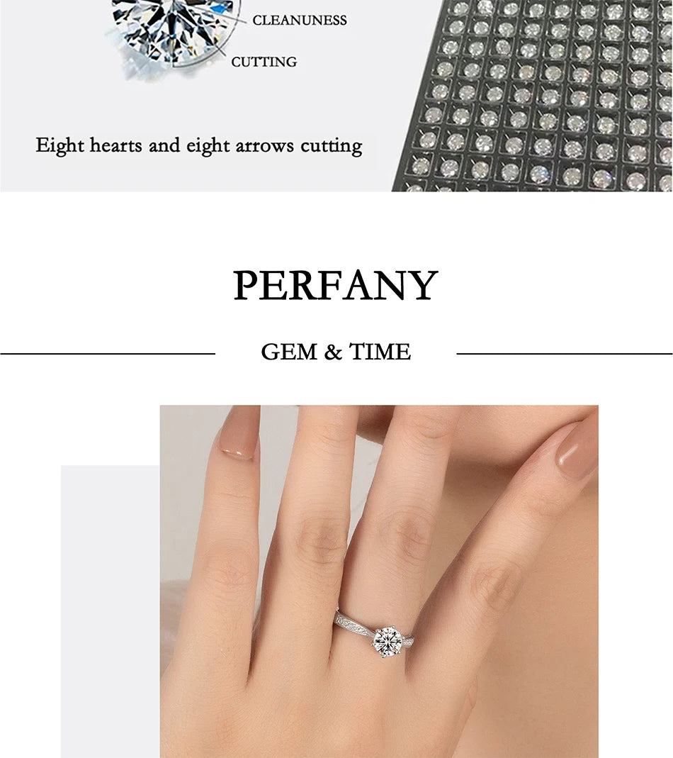 0.5-3CT Moissanite Ring For Women S925 Pure Silver Sparkling Engagement Ring Wedding High-end Jewelry