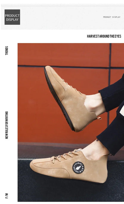 Men's Loafers Lightweight Driving Casual Thin Bottom Flats Shoes Soft Sole Comfortable Non Slip Lace-up Walking Shoes Men