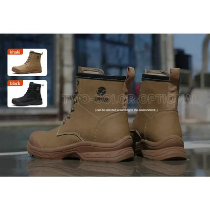 High End Microfiber Men's Work Boots with Steel Toe Caps for Anti Smashing and Anti Puncture, Kevlar Anti Puncture
