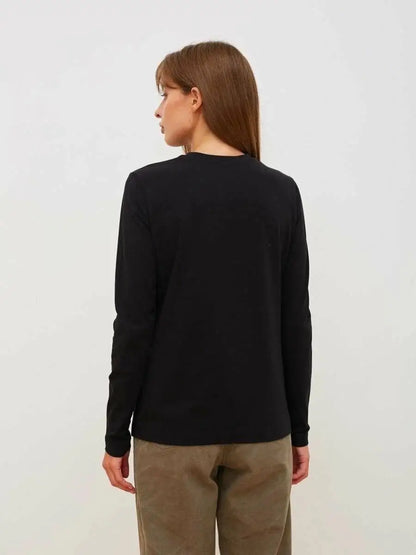Women's Spring Autumn 100% Cotton T-shirt Bottoming Basic Solid Lady Long Sleeve Loose Tops Shirts Oversized T Shirt