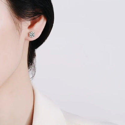 Moissanite Screw Stud Earrings D Color 925 Sterling Silver 6 Prong Diamond Earrings For Women Wedding Fine Jewelry
