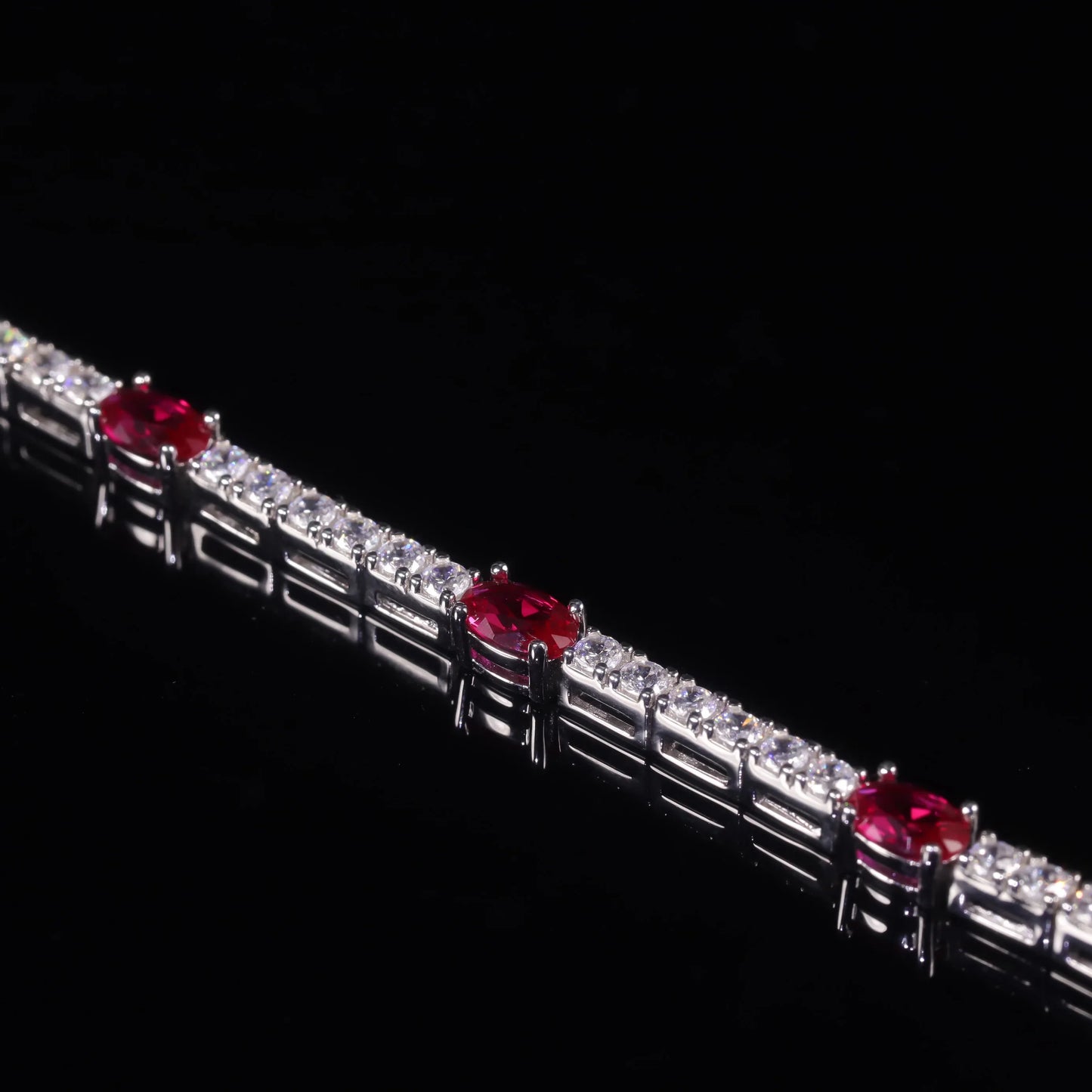 Lab Grown Ruby Tennis Bracelet 925 Sterling Silver Birthstone Bracelet  Fancy Party Wear Bracelet Gift For Women