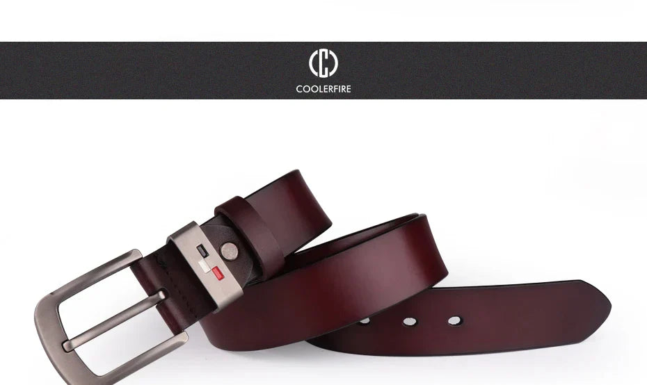 Men's Genuine Leather Alloy Pin Square Buckle Belts High Quality Vintage Style Male Waist Straps Classic Men Jeans Waistband