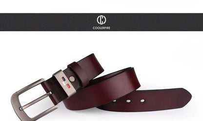 Men's Genuine Leather Alloy Pin Square Buckle Belts High Quality Vintage Style Male Waist Straps Classic Men Jeans Waistband