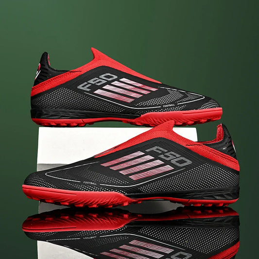 Without-Lace Mens Soccer Shoes f50 SLIP-ON Non-Slip Turf Soccer Cleats TF BOYS FG Training Football Boots Chuteira Campo 35-45