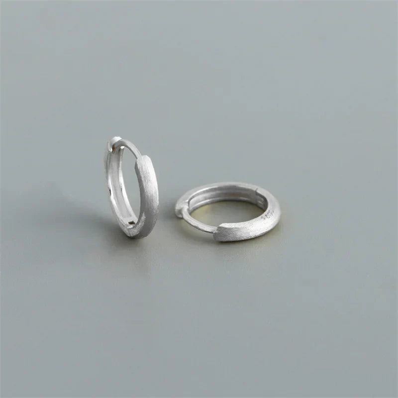 925 Sterling Silver Minimalist Matte Gothic Unisex Huggies Ear Hoop Earrings for Women Men Piercing Ear Buckle Jewelry