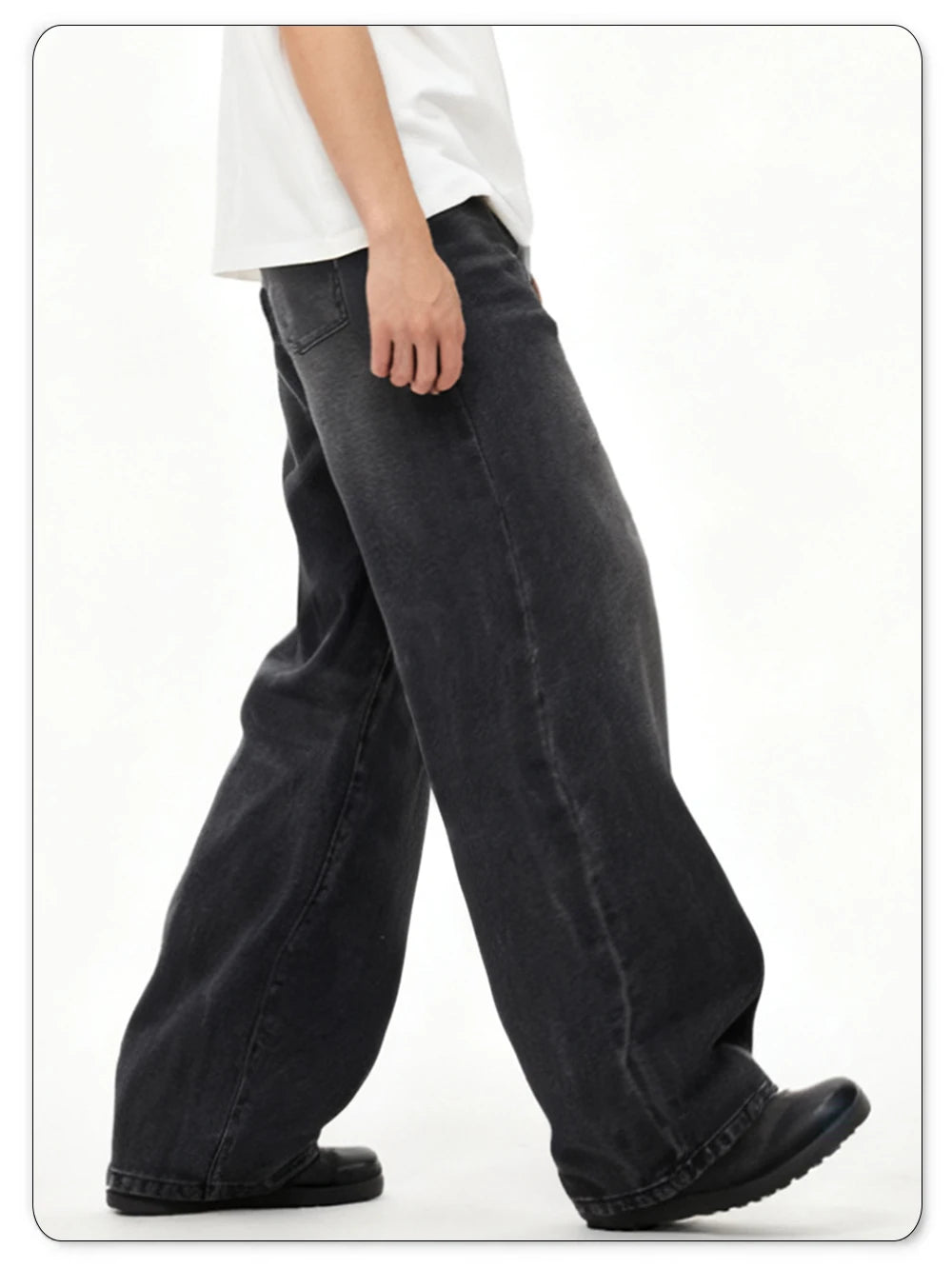 Calças jeans masculinas de quatro estações Versão coreana Calça casual para estudantes Retrô americano Cinza Preto Larga Solta Perna Reta Calça jeans folgada masculina