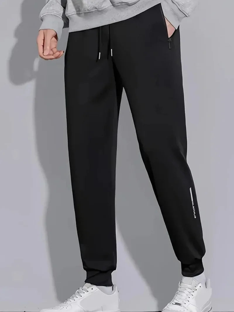 Men's casual running pants, delicate elastic running pants, fast drying ice silk straight tube breathable fitness pants