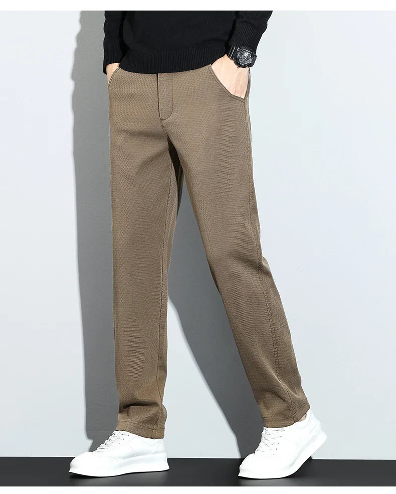 Korean Fashion Lyocell Casual Pants Men's New Spring Breathable Straight Elastic High Quality Daily Streetwear Male Trousers