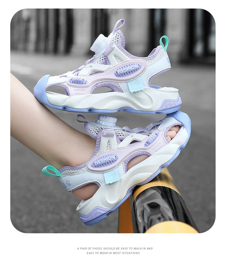 Summer Breathable Children's Sandals 5-16Y Boys' Fashion Beach Water Shoes Non Slip Outdoor Soft Bottom Sports Sandal Shading
