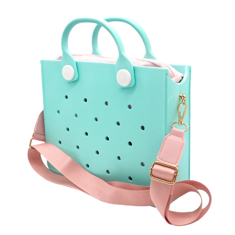 Large Leather Shoulder Bag Handbag Tote Bag Storage for Women Casual Waterproof Beach Bag Hole Fit Charm Fashion Storage Bag