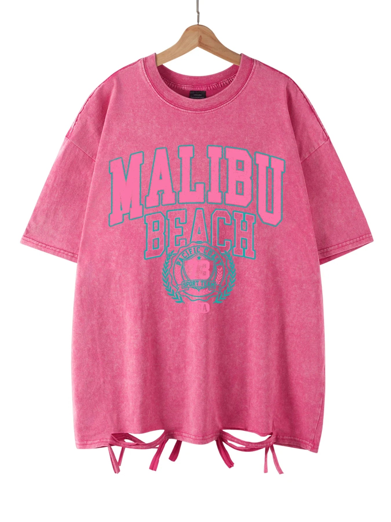 Beach Washed T-Shirt Women Letter Printing Cotton T Shirt Comfortable Crewneck Tops Casual Oversized Tees Female Clothes