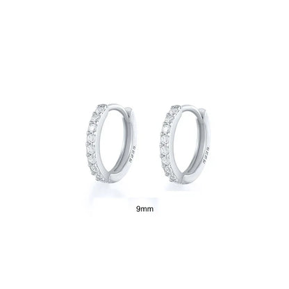 6/7/8/9 MM Cartilage Circle Earrings 925 Sterling Silver Bling CZ Huggie Hoop Earring for Women Piercing Buckle Wedding Jewelry