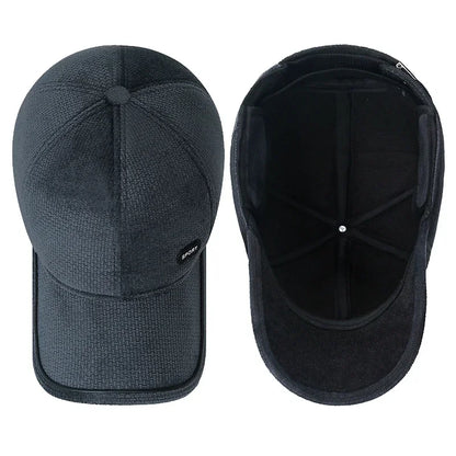 New Middle-Aged and Elderly Winter Windproof, Cold-Proof and Warm Baseball Cap With Ear Protection and Thickened Peaked Cap