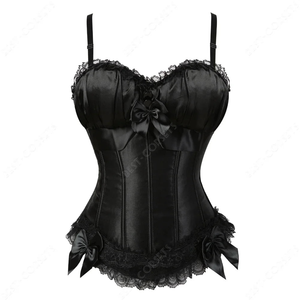Women Corset Top With Straps Bustier Pink Lace Corset Overbust Tank Tops Thin Straps Sexy Green Corset for Women