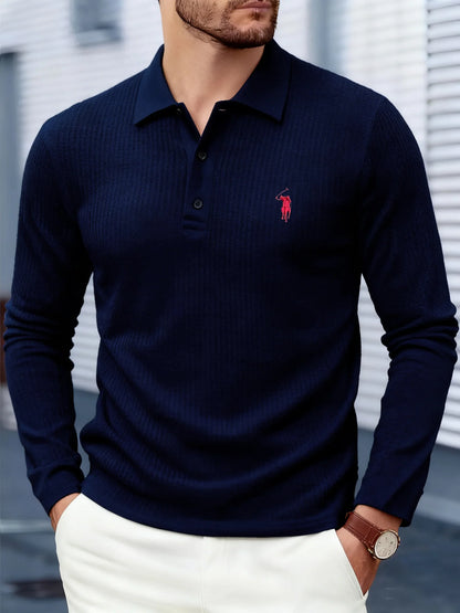 Men's polo shirt long sleeved high-end brand exquisite embroidery 2025 Spring and Autumn casual breathable fashion T-shirt top