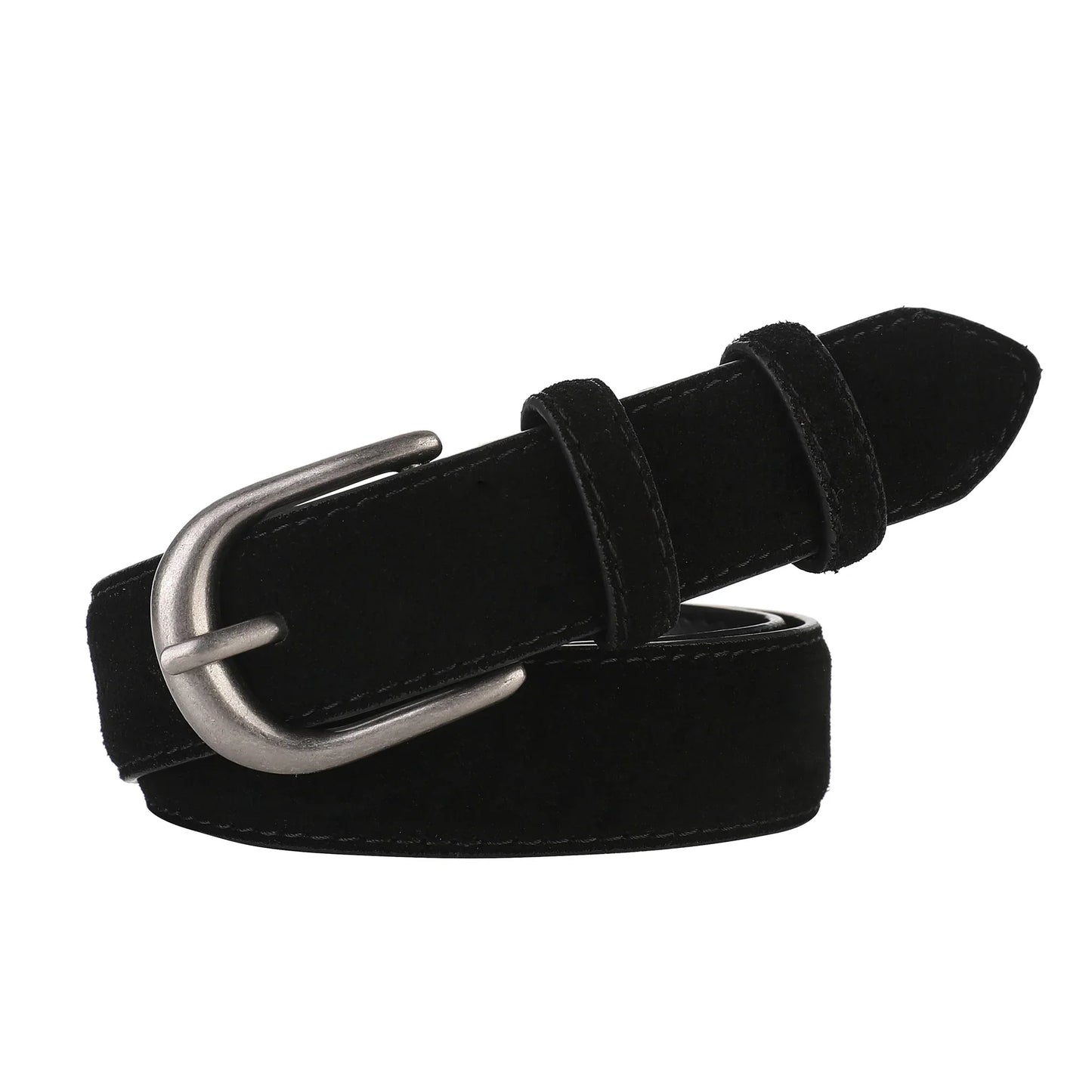 Fashion Suede Cowhide Women‘s Belts Genuine Leather 2.8cm Wide Belt Metal Buckle Women Belt Matched Dress Jeans Skinny Girdle