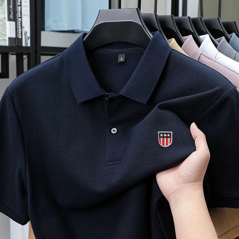 Luxury men's polo shirt brand embroidered short sleeved 100% cotton business casual skin friendly breathable summer new T-shirt