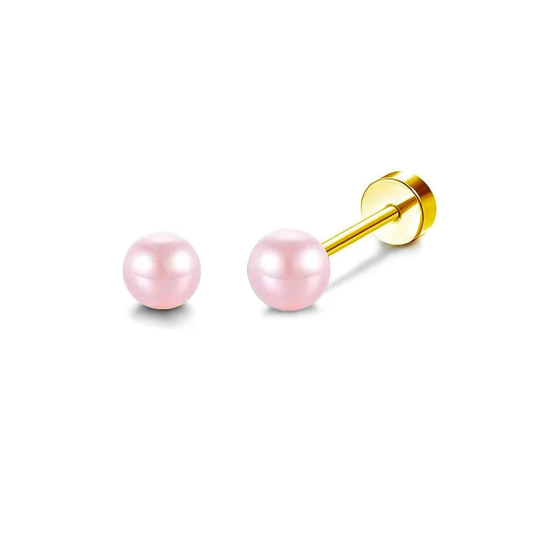 2PCS/Set Stainless Steel Gold Flower Cross Stud Earrings for Women Cute Mini Pearl Earrings Tragus Cartilage Piercing Jewelry