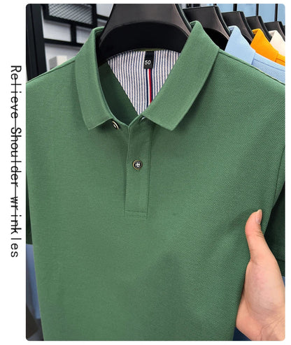 100% cotton short sleeve polo shirt comfortable lightweight high-end brand fashionable simple summer men's casual lapel T-shirt