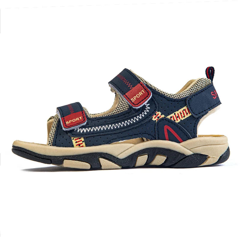 New Design Kids Sandals Boys Barefoot Shoes Summer Beach Waterproof Casual Sneaker PU Leather Sports Sandals for Boy 4-12 Years