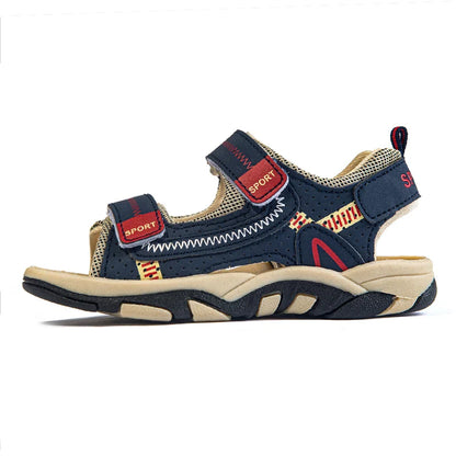 New Design Kids Sandals Boys Barefoot Shoes Summer Beach Waterproof Casual Sneaker PU Leather Sports Sandals for Boy 4-12 Years