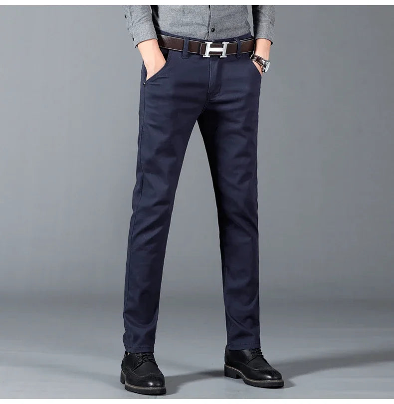 6 Color Men Slim Casual Pants New Classic Business Fashion Comfortable Stretch Cotton Elastic Straigh Trousers Male