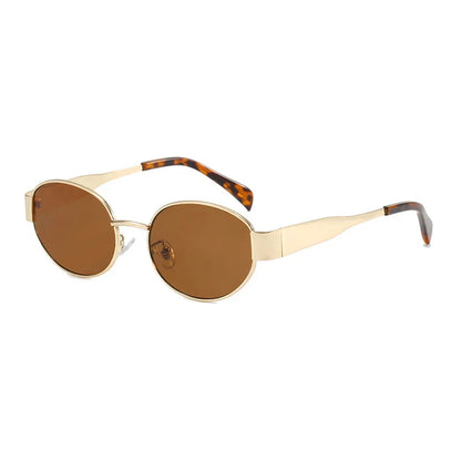 Luxury Small Oval Sunglasses Men Women Brand Design Metal Round Sun Glasses Classic Reto Casual Driving Shades