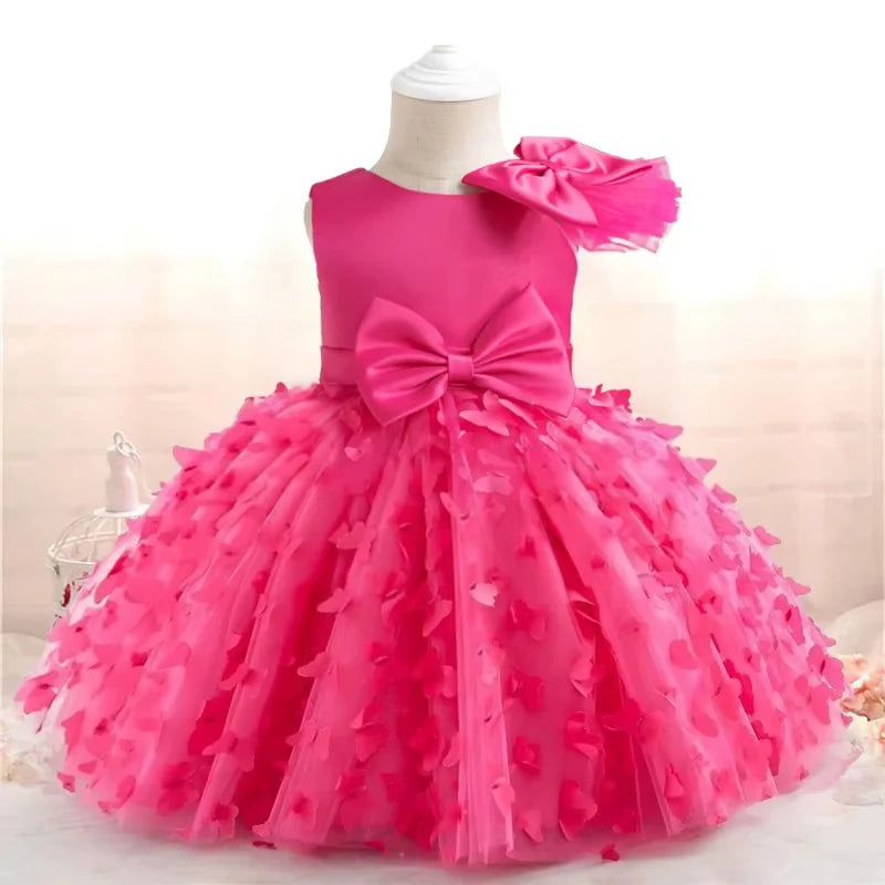 Girl Princess Dress Kid Clothes Party Birthday Outfits Evening Party Tulle Dress Wedding Wear Summer Bowknot Dress