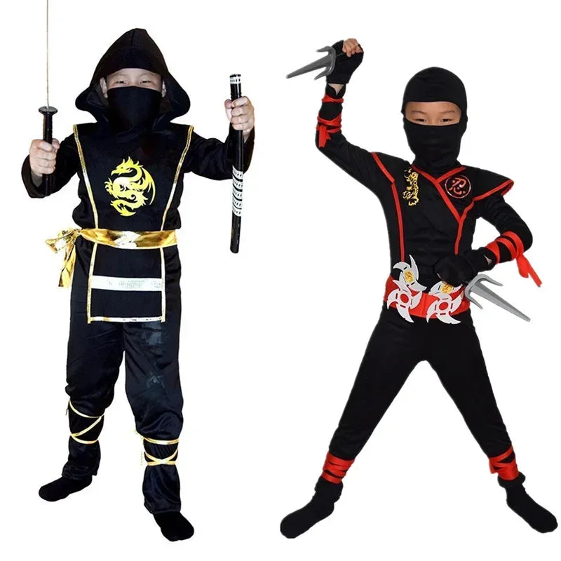 3-12Y Boys Japanese Anime Samurai Ninja Cosplay Costume Kids Holiday Theme Party Mask Onesie for Dress Up and Role Playing