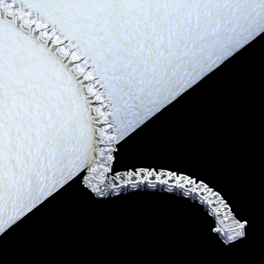 3*5mm Pear Cut Moissanite Tennis Bracelet S925 Silver Waterdrop Lab Diamond Bracelet For Women Man Party Fine Jewelry