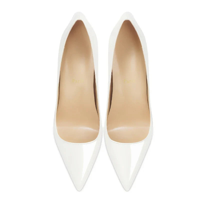 12cm pointed ultra-fine heel high heels sexy silver red powder lacquered leather plus size steel tube dance shoes