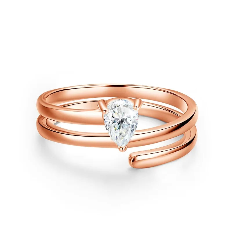 Certified 0.5CT Real Moissanite Solitaire Rings for Women Sterling Silver 925 Plated 18K Lab Daimond Female Tail Ring