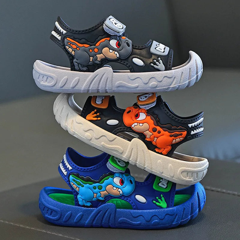 Children' Fashion Sport Sandals Geometric Patterns Breathable Wear-resistant Soft Shoes With Adjustable Velcro For Boys & Girls