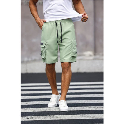 Men's Multicolor Drawstring Cargo Shorts Solid Color Pants with Pockets Casual Summer Shorts