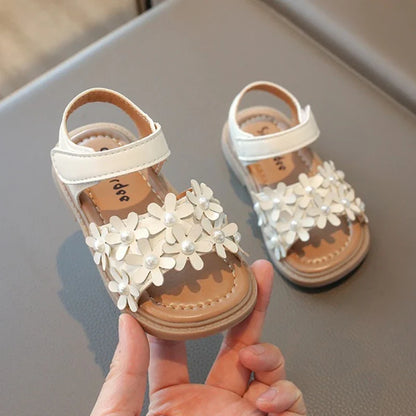 Little Girl's Shoes Bowknot New Summer Girls' Open-toe Sandals Princess Style, Beach Shoes, Soft Sole, Non-slip and Comfortable