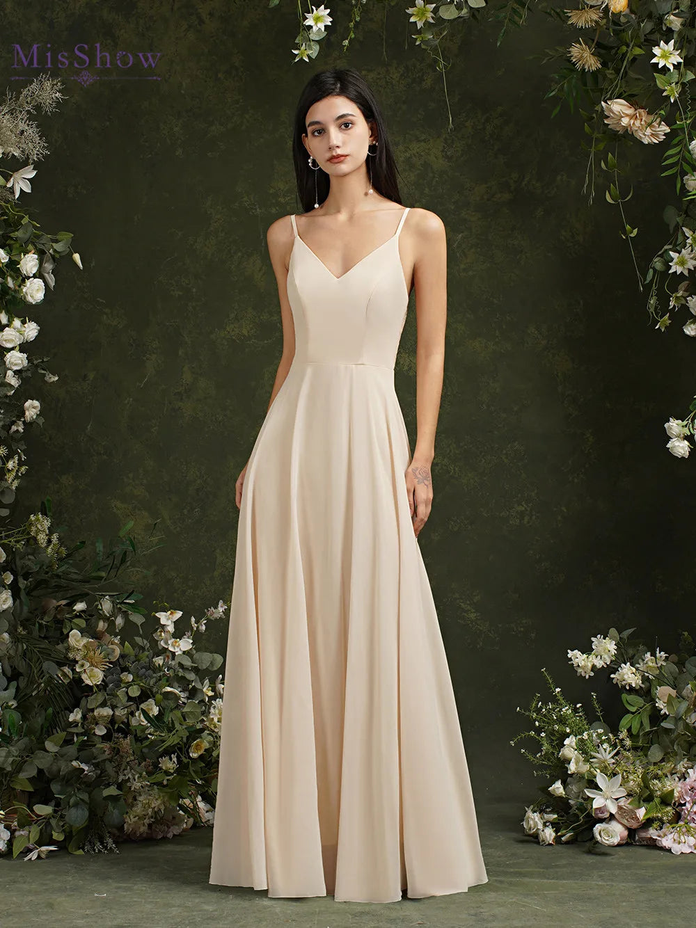 Elegant Sleeveless Lace Back 2024 New Long Formal Evening Dresses With V Neck Party Prom Gowns Robe De Soiree Longue