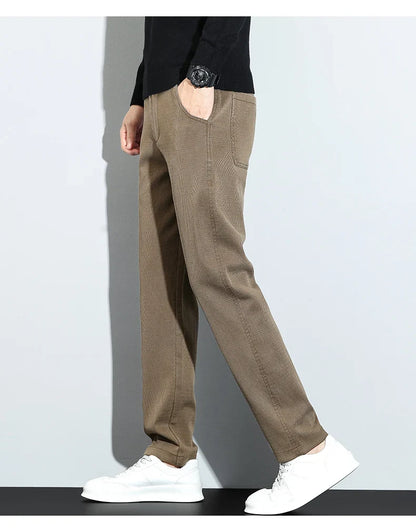 Korean Fashion Lyocell Casual Pants Men's New Spring Breathable Straight Elastic High Quality Daily Streetwear Male Trousers