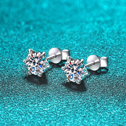 0.3-2ct GRA Moissanite Stud Earrings for Women Colorless Sparkling Wedding Ear Studs 100% S925 Sterling Silver Jewelry