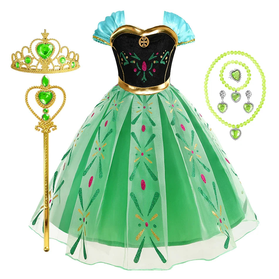 Girl Princess Dress Halloween 2026 Cosplay Party Costume Snow Queen Princess Clothes Children Outfit