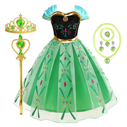 Girl Princess Dress Halloween 2026 Cosplay Party Costume Snow Queen Princess Clothes Children Outfit